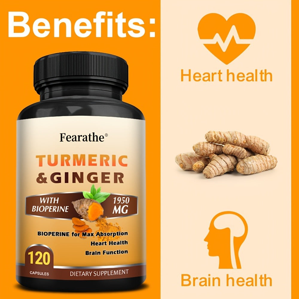Herbal Supplements with Fearathe Label, Turmeric Ginger and Black Pepper Capsules, 120 Count — image 3