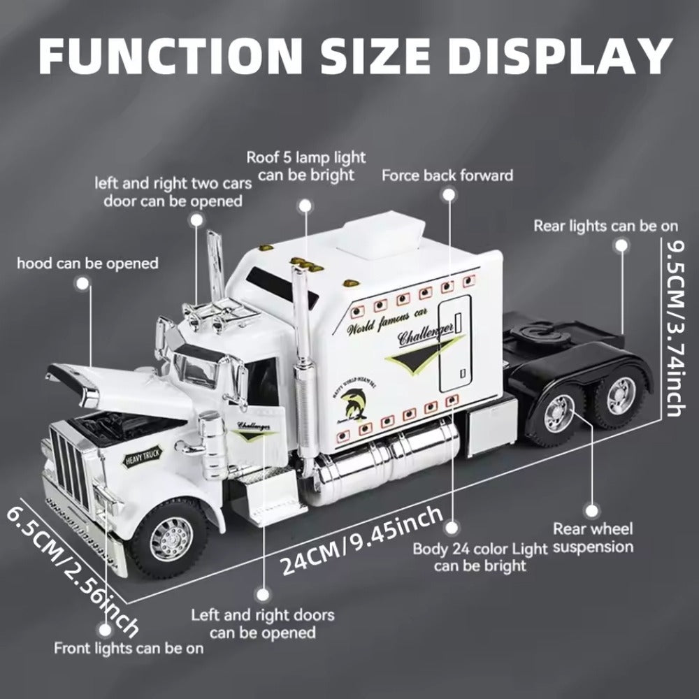 Semi Truck Toy 1:24 Scale Die-Cast Metal Pull-Back Alloy Semi-Trailer Truck with the Listed Color, Size or Set Options for Ev