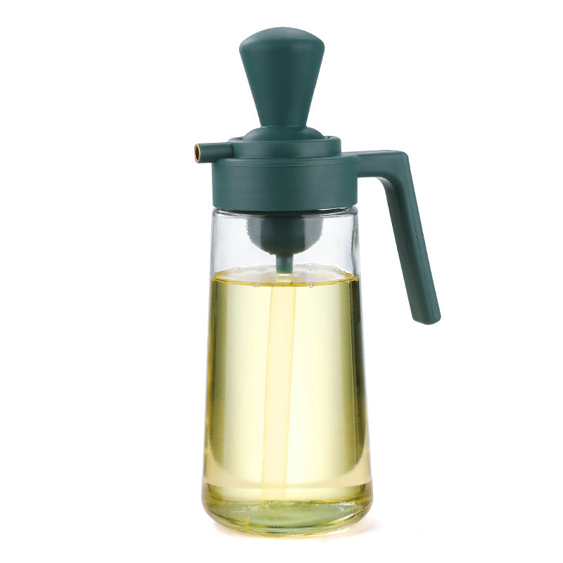 Household Kitchen Sauce Bottle Press Spice Jar Multi-functional Two-in-one Glass Oiler Containing Silicone Brush