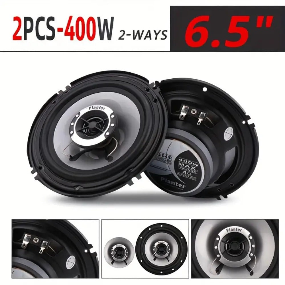 6.5 Inch 400W Car Coaxial Speakers HiFi Full Range – Rubber Edge, Strong Magnet, Universal Fit for Ford Chevy Toyota Honda — 