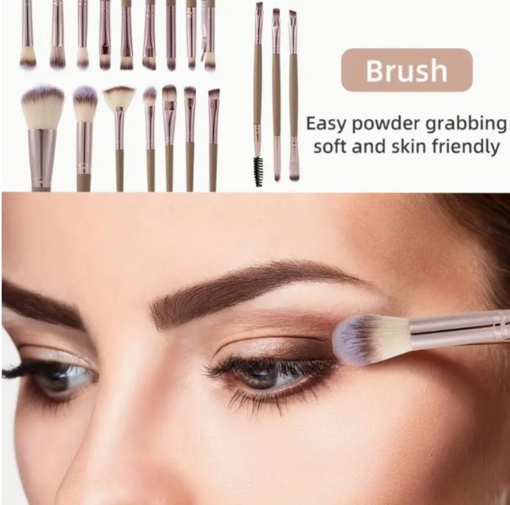 Makeup Brush Set, 56-Piece Polyester Bristle Collection with Wood Handles in Beige, Pink or Brown Color Options — image 16