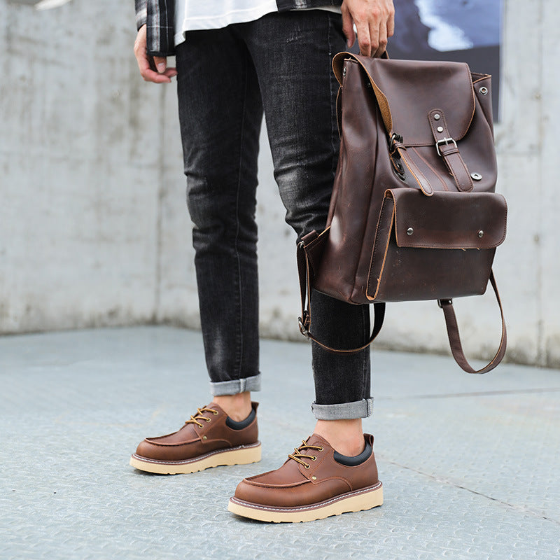 Men's American Work Boots - Low-Top Genuine Leather Martin Shoes