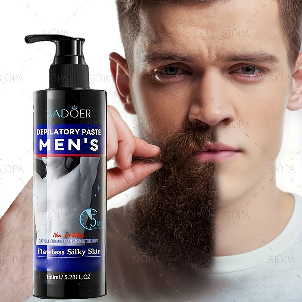 Hair Removal Cream ADOER 150ml Pump Bottle for Men’s External Chest Back Arm and Leg Grooming — image 3