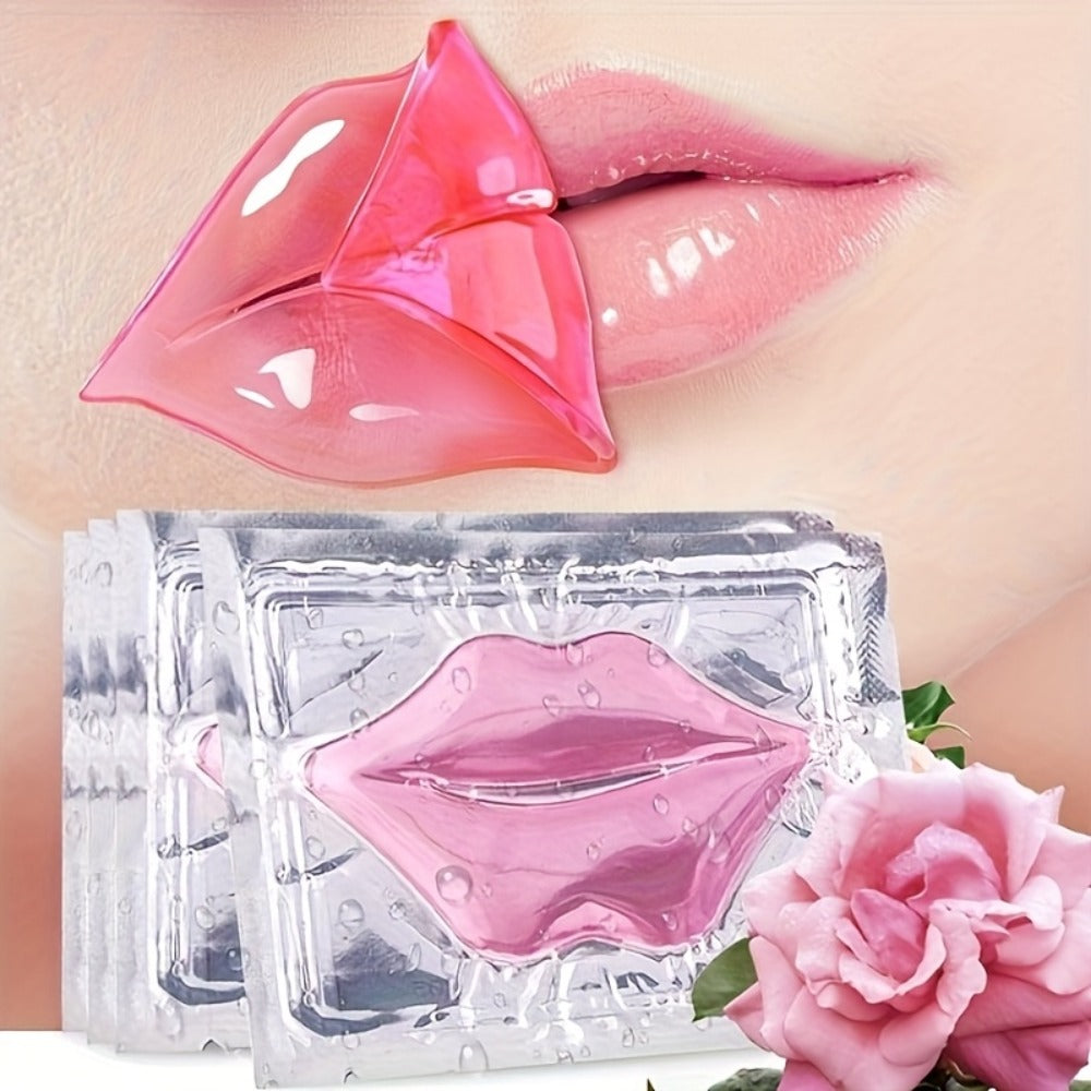 Fifteen Individually Wrapped Pink Lip-Shaped Gel Patches in Clear Rectangular Sachets with 15-Piece Count — image 2