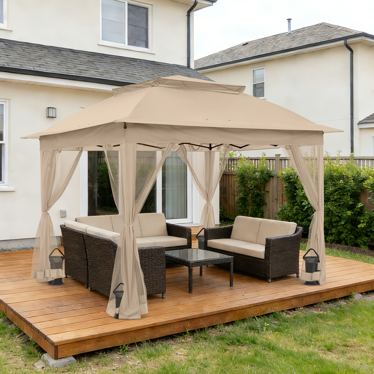 Instant Gazebo Tent 11x11 FT Mosquito Netting No Assembly Required for Garden, Yard and Pest Management — image 29