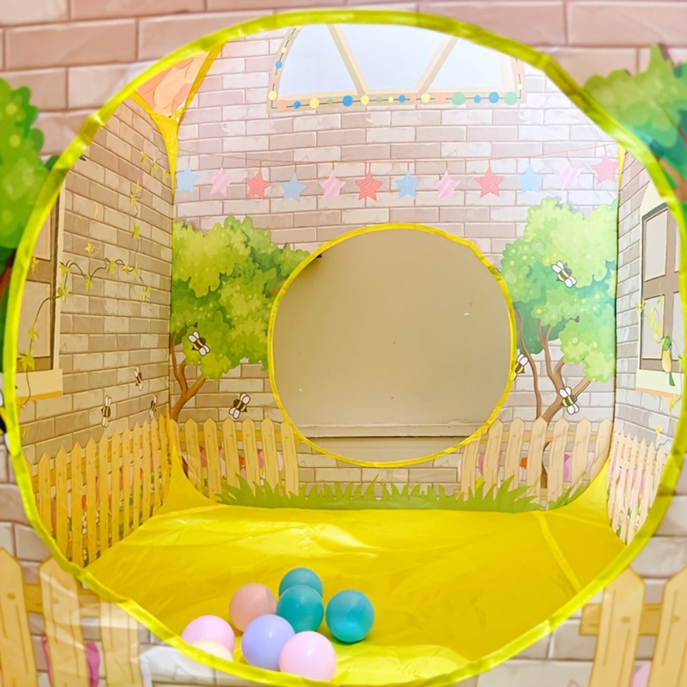 Kids Cottage Play Tent with Ball Pit Cartoon Playhouse Indoor Outdoor with the Listed Color, Size or Set Options for Everyday