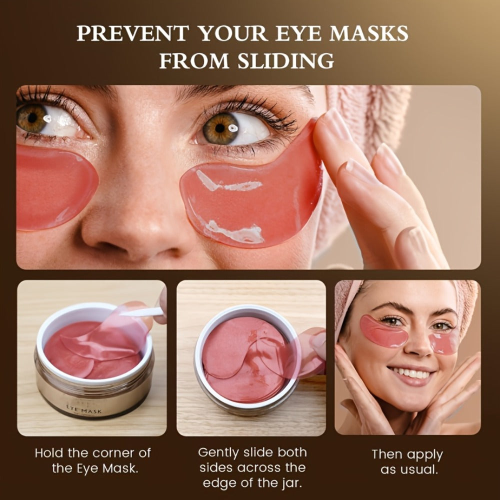 Caffeine Under Eye Patches 60pcs Depuffing Dark Circle Reducer with Hyaluronic Acid Collagen Glycerin Deep Hydrating Moisturi