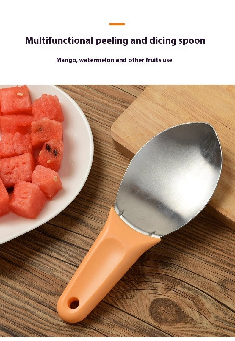 Stainless Steel Mango Peeler Fruit Meat Spoon Mango Cutter Dice