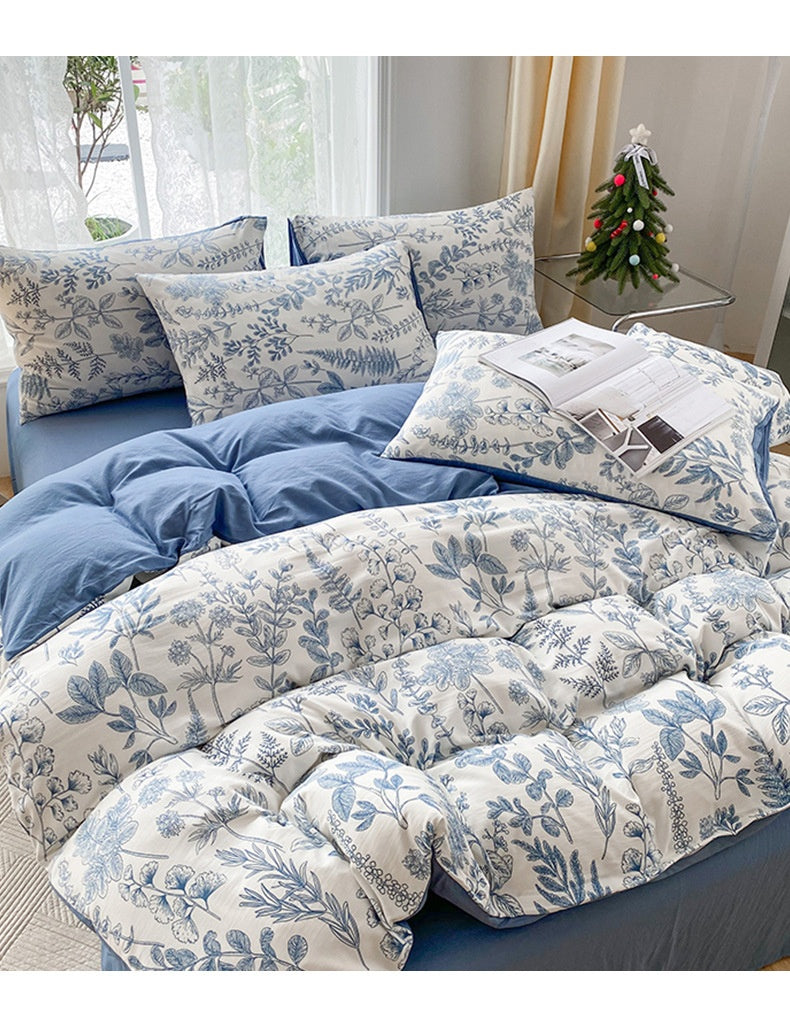 Soft Pastoral Style Double-layer Yarn Four-piece Bedding Set