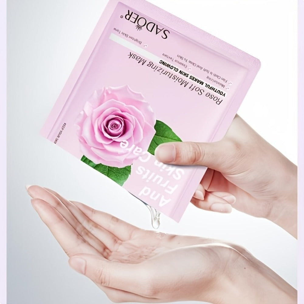 Ten-Piece SADOER Sheet Mask Assortment with Individually Packed Fruit and Rose Pouch Labels — image 6