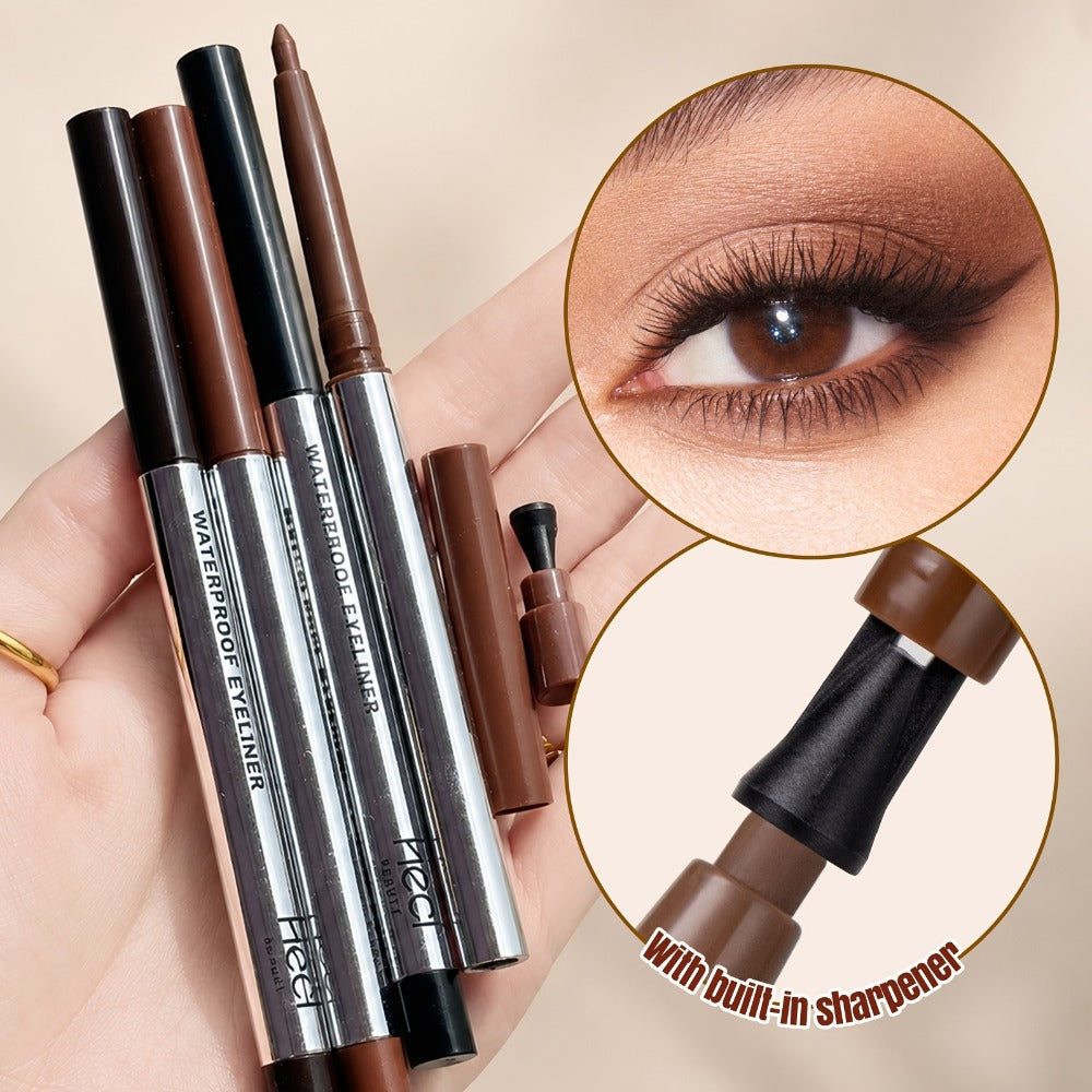Quick-Dry Brown & Black Gel Eyeliner Pencil 3 Pack Waterproof Smudge-Proof, for Makeup, Travel and Everyday Vanity Use — imag