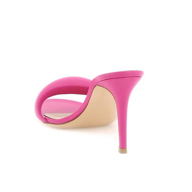 Plus Size One-line Round Head Woman High-heeled Shoes