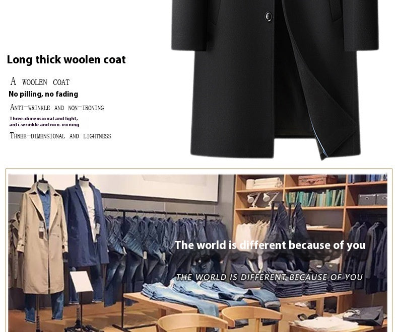 Men's Woolen Coat Business Casual Long