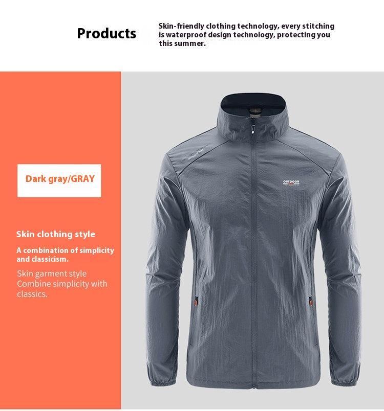 Ultra-thin Breathable Stand Collar UV-proof Jacket Fishing Suits Men