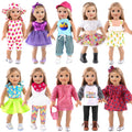 10-Outfit Doll Clothes Set for 18-Inch Dolls with Mixed Dresses, Tops, Pants, Skirts and Headwear — image 9