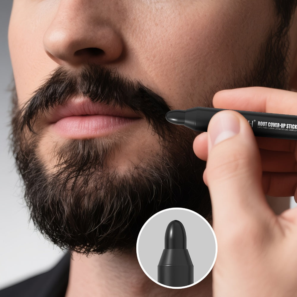 Instant Gray Root Coverage Stick for Men 2-Pack Sevich Beard & Hairline Color Pen, Sweat-Proof Precise Application Black & Da