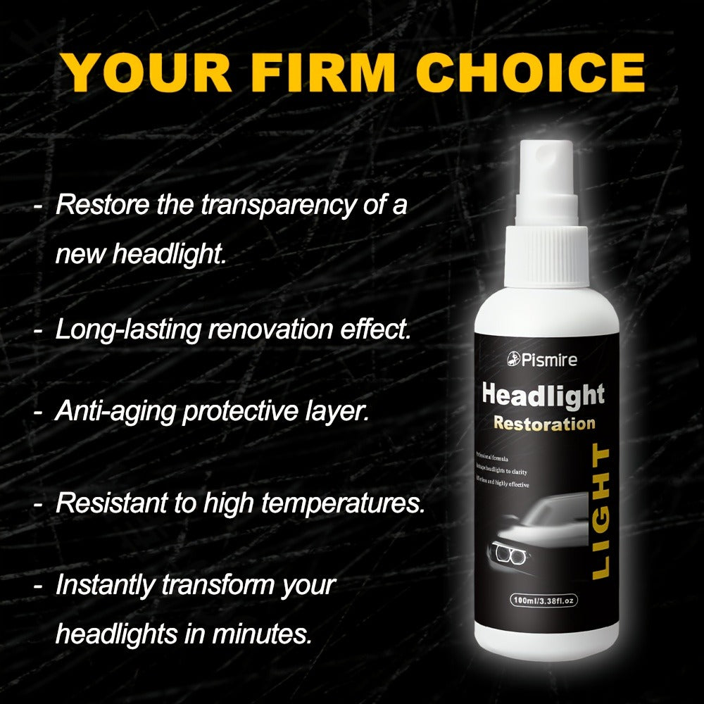 Headlight Restoration Kit Ceramic Coating Spray 100ml No Sanding No Polishing Required Quick Restore Yellowed Foggy Car Headl