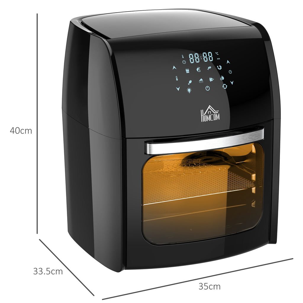 12L 8 In 1 Digital Air Fryer Oven With Roast, Bake, Dehydrate, 8 Preset Modes, Rapid Air Circulation, Timer, Inner Light, Memory Function, 1800W, Dish Wash Accessory, Black