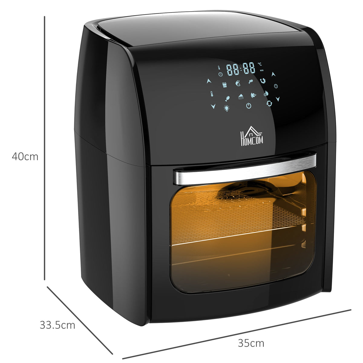 12L 8 In 1 Digital Air Fryer Oven With Roast, Bake, Dehydrate, 8 Preset Modes, Rapid Air Circulation, Timer, Inner Light, Memory Function, 1800W, Dish Wash Accessory, Black