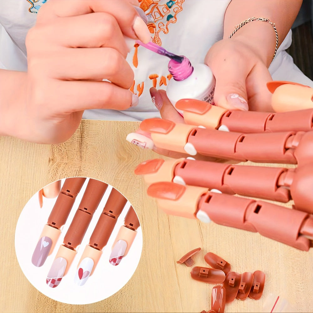 Nail Practice Hand Flexible Fake Hand Model Training Kit for Acrylic Nail Art, Nail Glove Set with Pink Hand — image 6