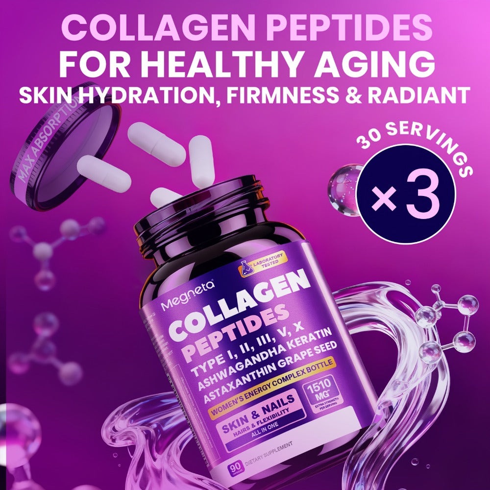 Collagen Capsules Type I II III V X with Vitamin C, Hyaluronic Acid & Biotin, Skin Hydration, Elasticity — image 10