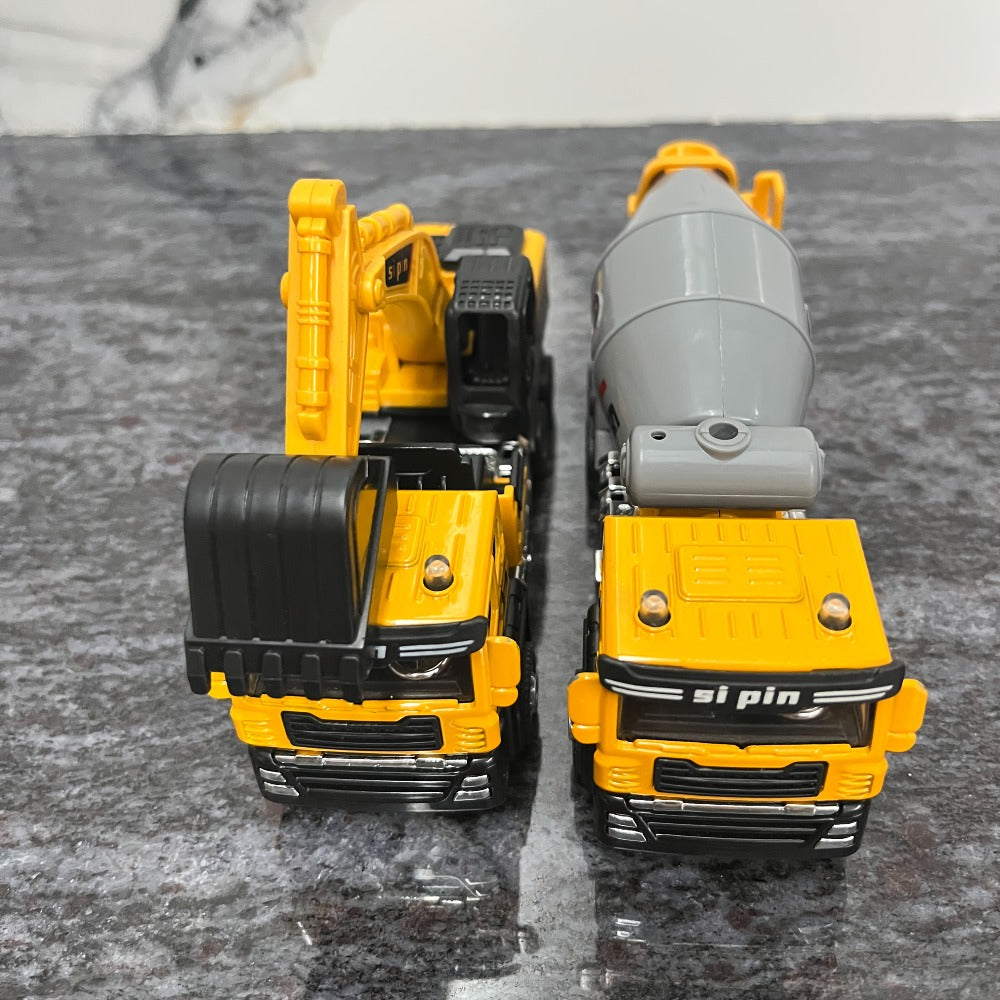 Die-Cast Construction Vehicle Toy Set, Mini Alloy Excavator, Dump Truck, Cement Mixer & Crane Trucks for Toddlers Boys Ages 3
