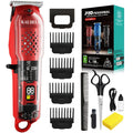 Transparent Electric Hair Clipper with Digital Display, Four Guide Combs, Grooming Tools and Red, Black or Blue Finish — imag