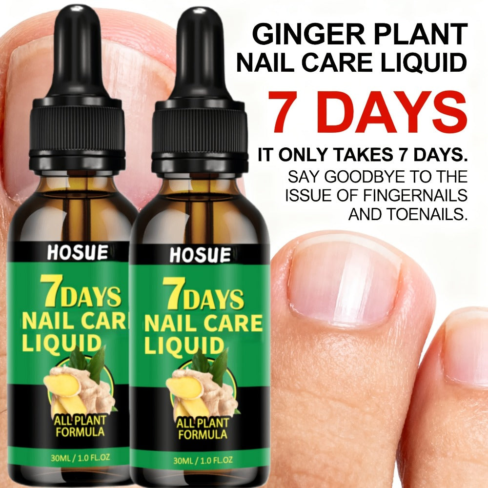 Ginger Nail Care Liquid 7-Day Repair 2-Piece Set 1.01oz Each – HOSUE Plant-Based Formula for Yellowing Gray Uneven Discolored