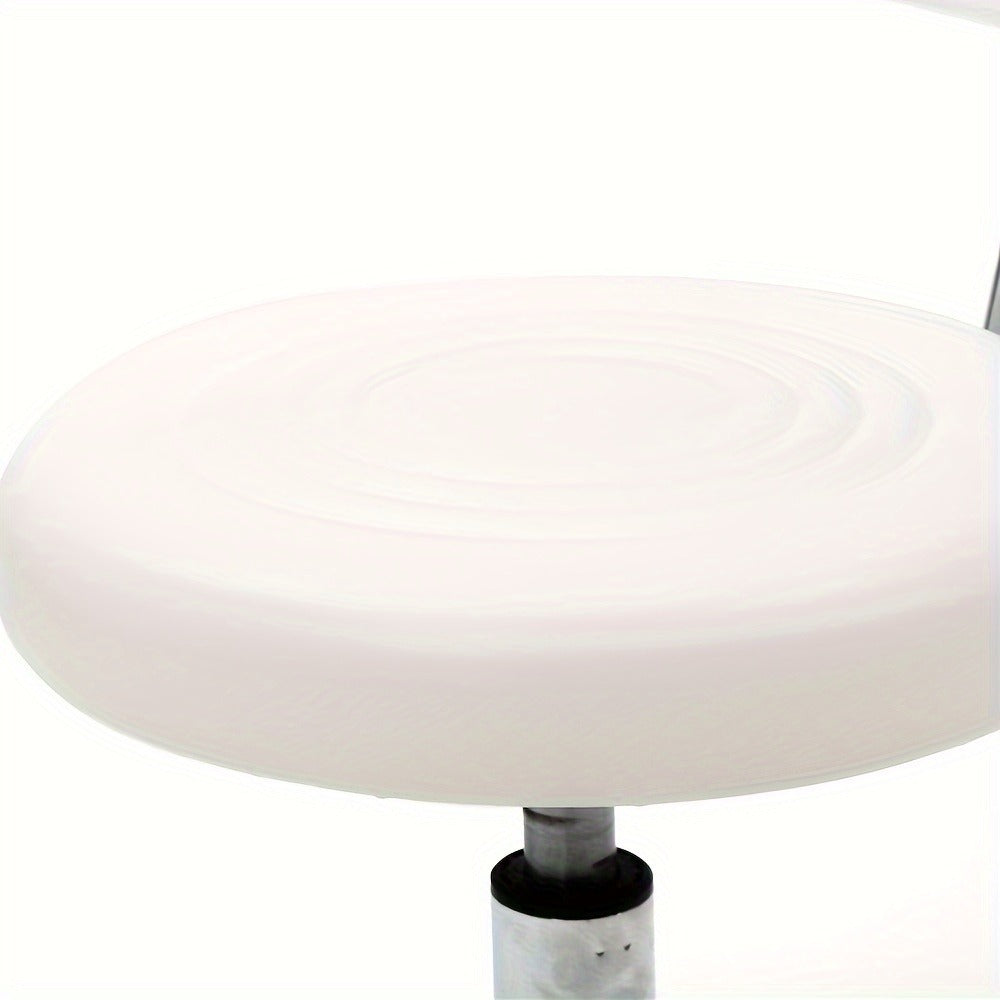 PU Leather Salon Stool with Back & 360° Swivel, Adjustable Height 18.9"-22.8" Round Cushion Chrome Base — image 8