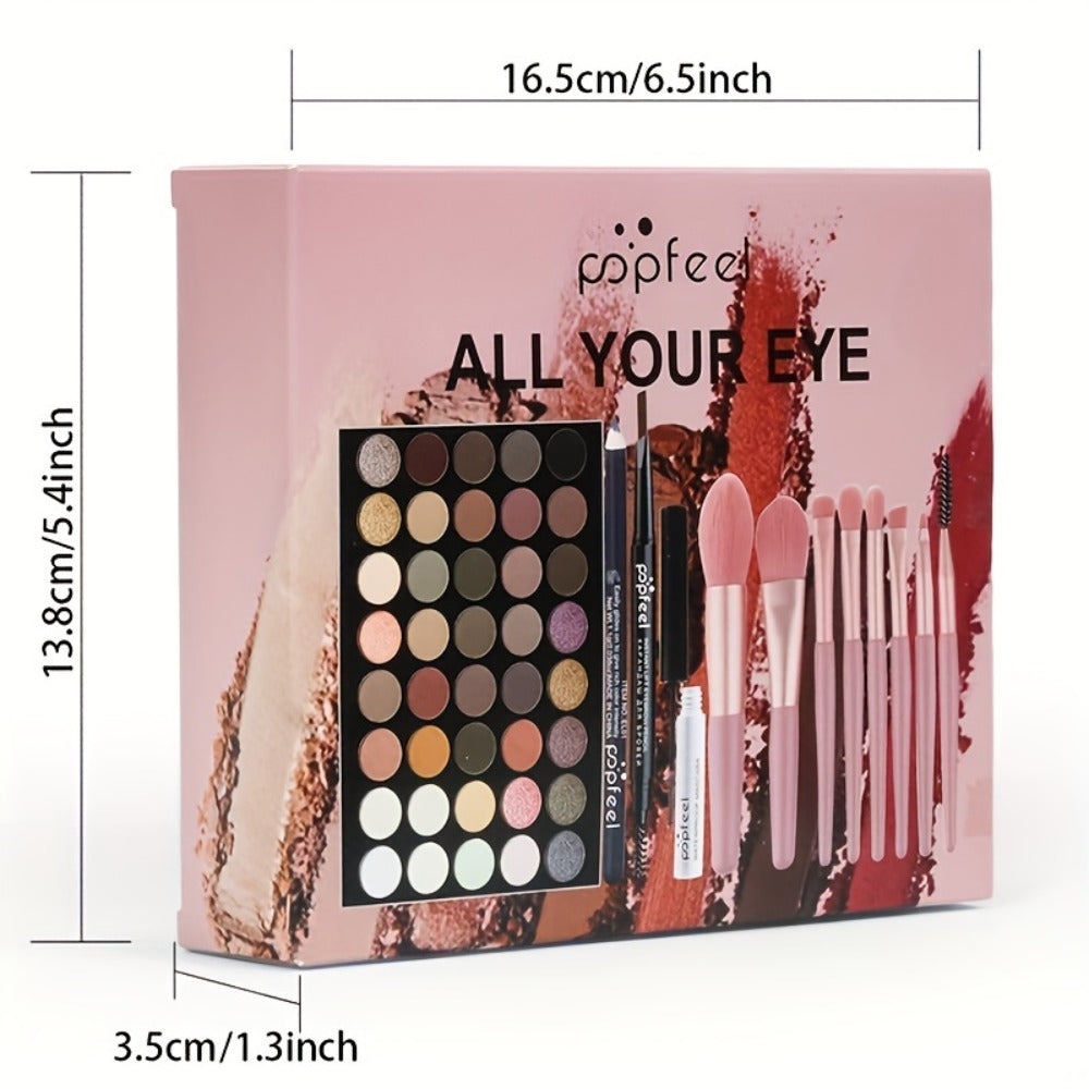 40 Shade Eye Makeup Gift Set with Eyeshadow Palette, Brush, Eyeliner & Eyebrow Pencil, for Makeup, Travel and Everyday Vanity