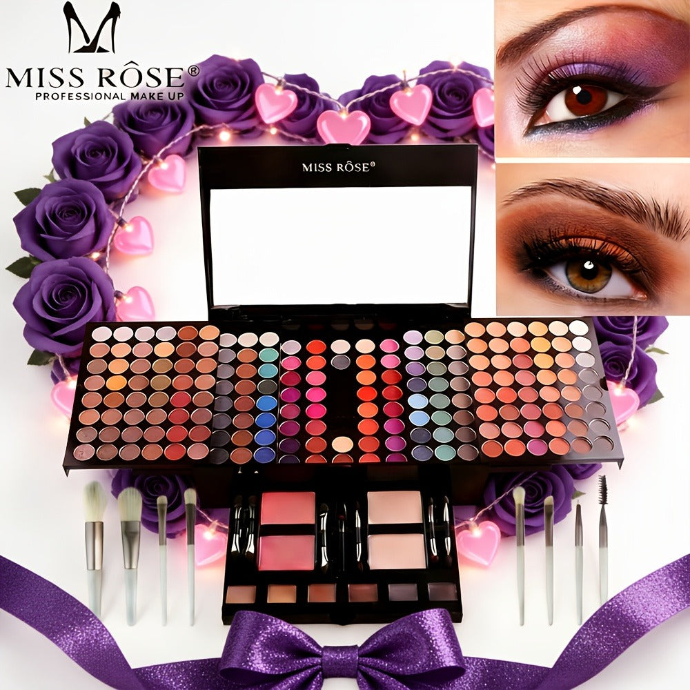 Makeup Kit 190-Color Fold-Out Face and Eye Palette with Center Mirror, 144 Eyeshadow Shades and Eight Brushes — image 6