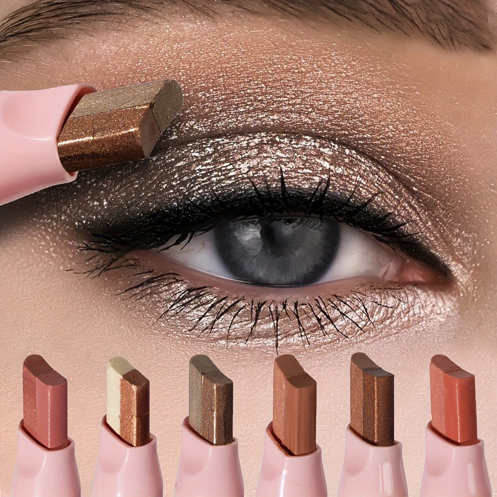 Dual-Color Eyeshadow Stick Set 6pcs Waterproof Two-Tone Eye Shadow Pencil, Smudge-Proof, Non-Fading — image 1