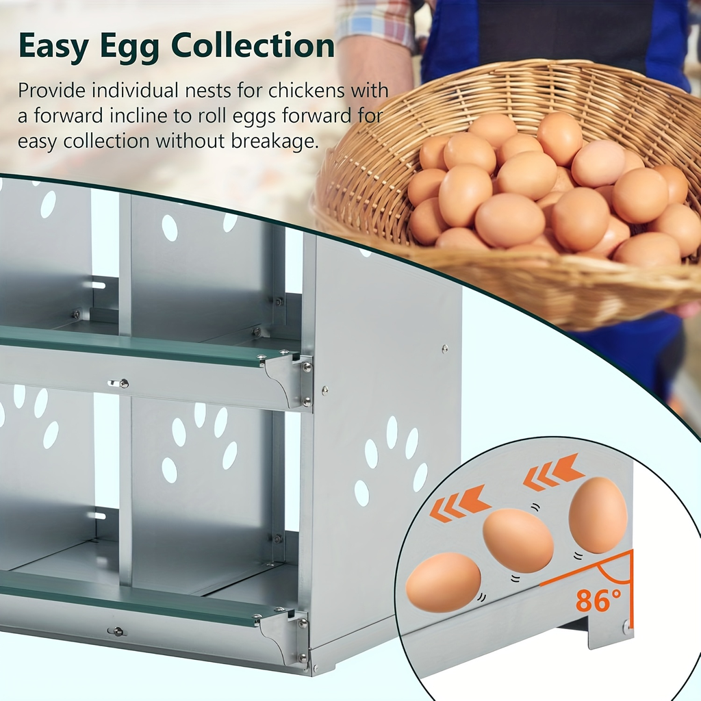 Metal Chicken Nesting Box Galvanized Steel 3-10 Compartment Roll-Away — image 18