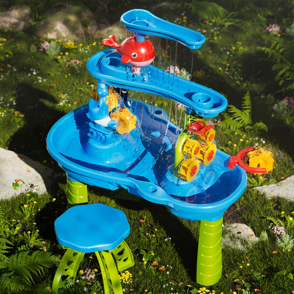 Sand and Water Table for Toddlers 3-Tier, Outdoor Sensory Play Set with Shovel Scoop & Strainer — image 5