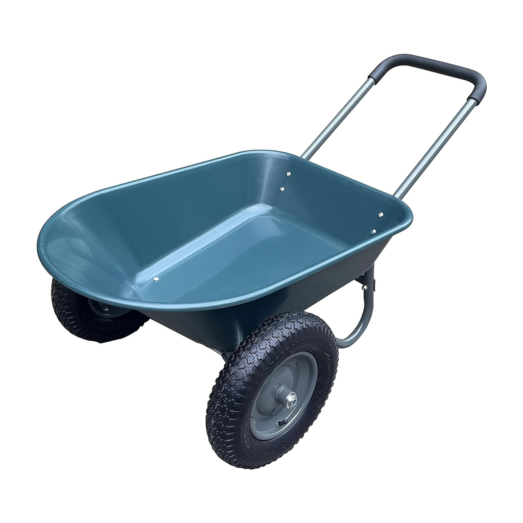 Utility Wagon Poly Bed Steel Frame Dump Cart with Built-in Stand, Towable Wheelbarrow for Garden — image 2