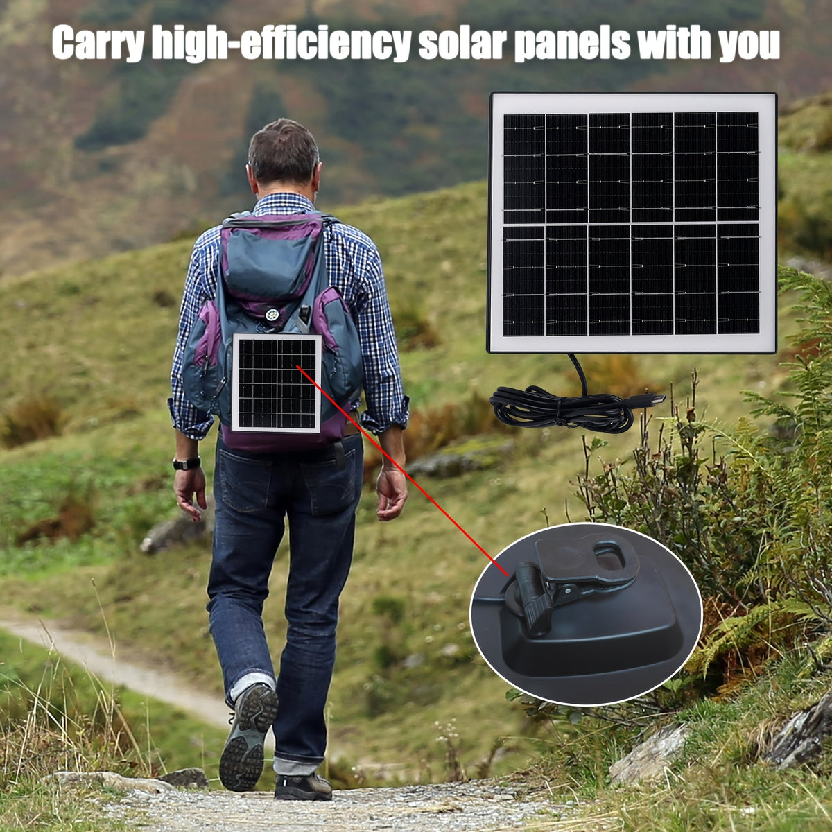 Solar Panel 5W Monocrystalline with Built-In 5200mAh Battery - 3rd Gen Emergency Charger for Security Camera — image 3