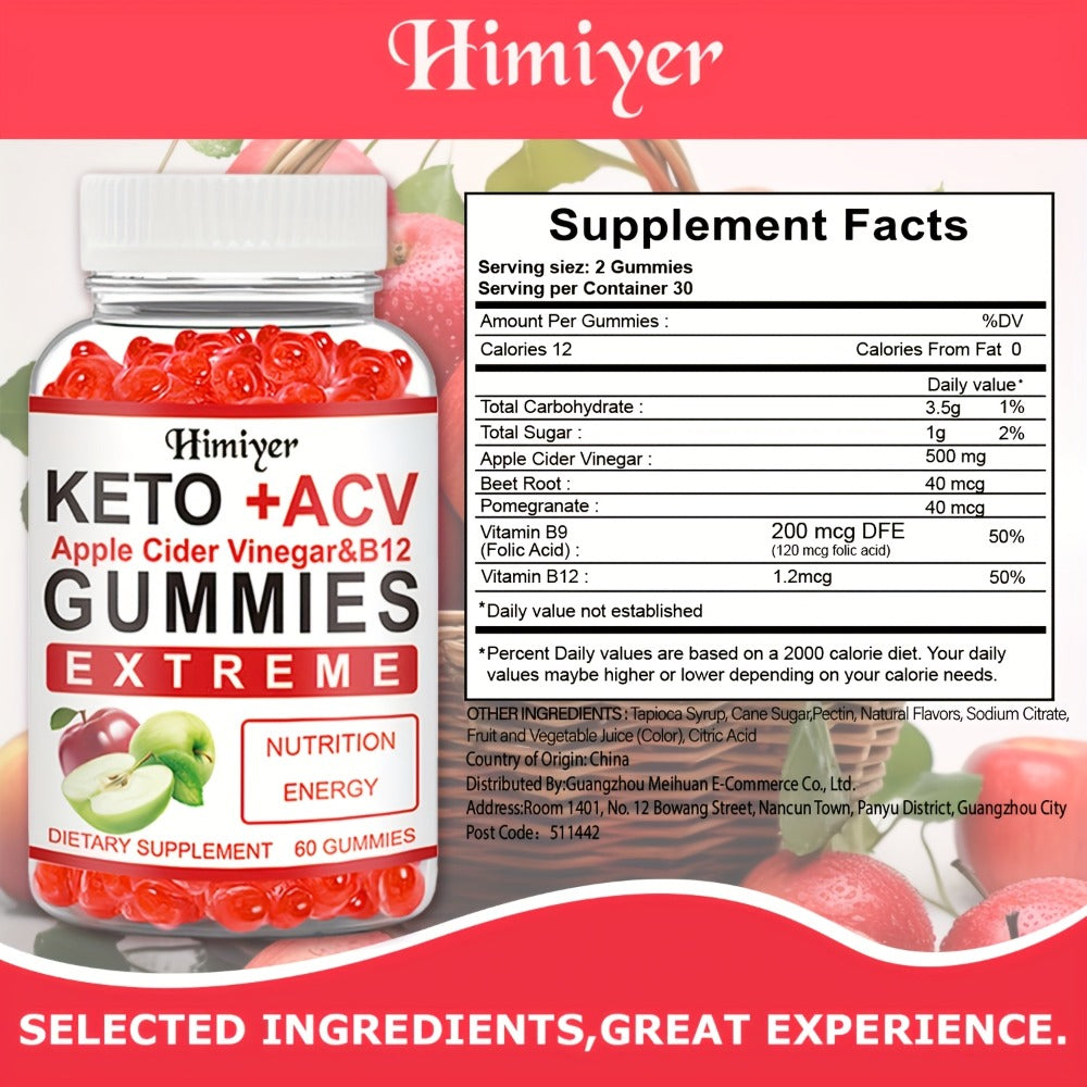 Keto ACV Gummies with Apple Cider Vinegar Vitamin B12 B6 for Women Men for Bath Time, Home Spa and Personal Care — image 2