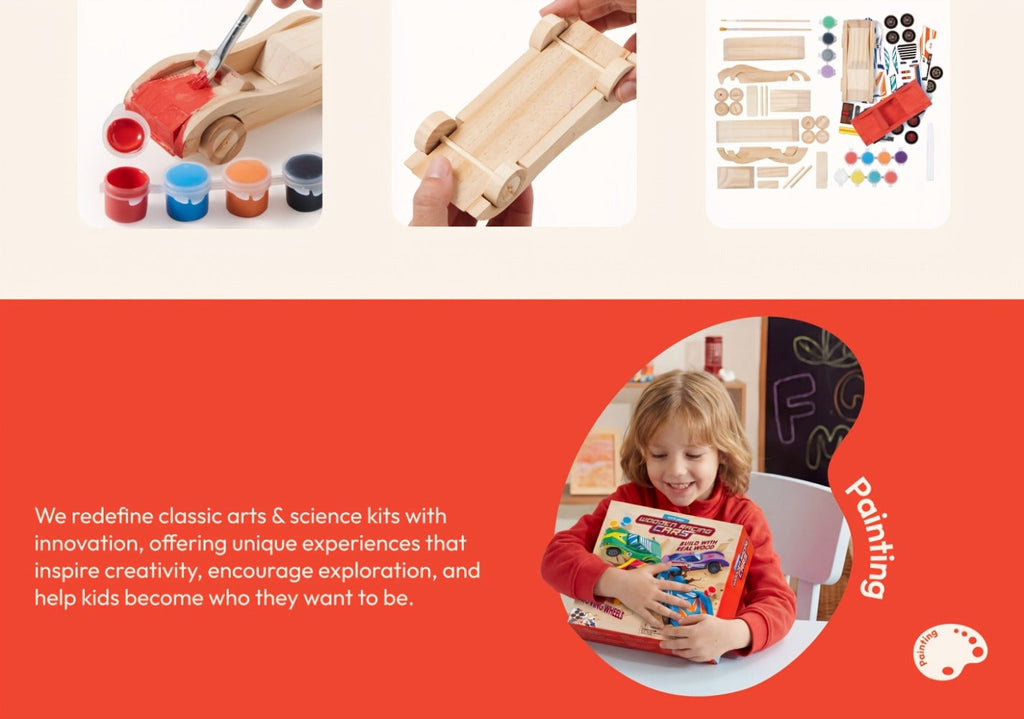 DIY Wooden Race Cars 4pcs Build & Paint Kit for Kids Ages 8+, 44 Pre-Cut Pieces 12 Colors Racing Stickers — image 12