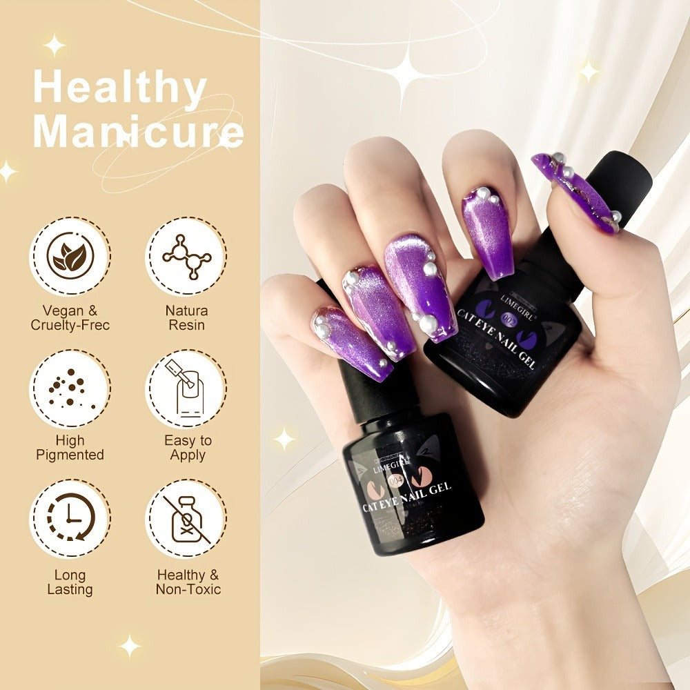 Cat Eye Gel Polish 8ml Holographic Chameleon Flash – Magnetic Sand 3D Color-Shifting Semi-Permanent UV LED Gel Varnish for Sa