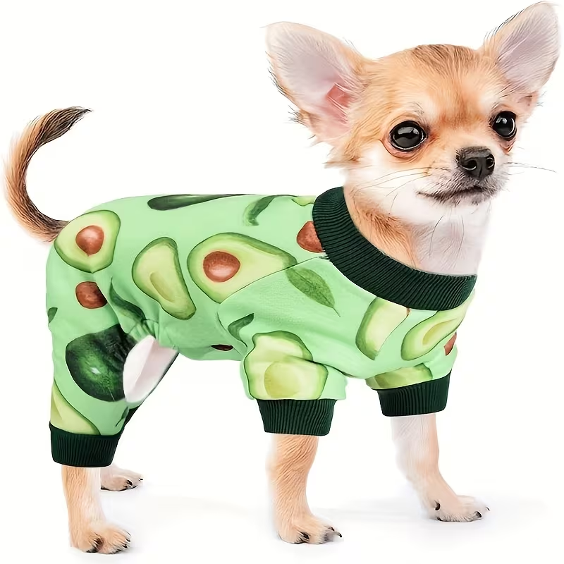 Two-Piece Dog Pajama Set with Mixed Printed Short-Sleeve Jumpsuits in Six XS–XXL Sizes for Small Pets — image 5