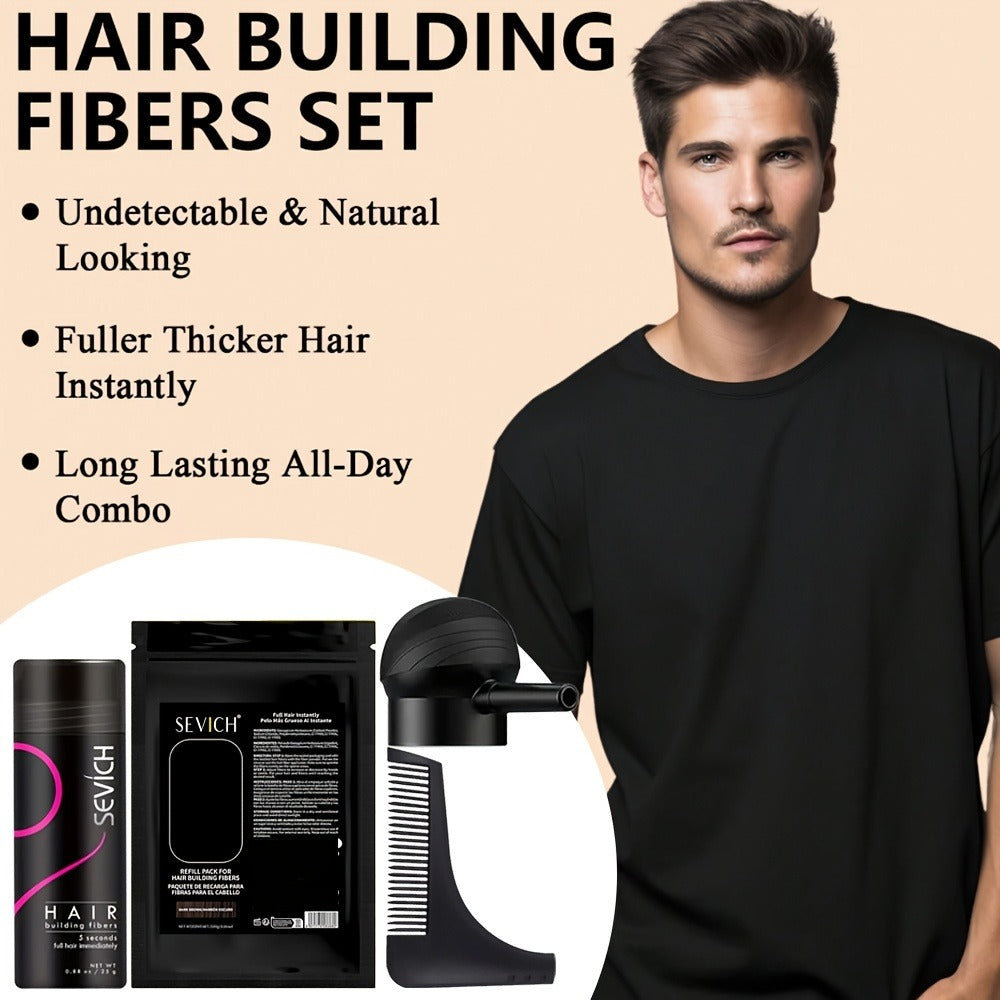 Hair Thickening Fibers Set 2-in-1 with Applicator Spray - Instant Volume & Fuller Look for Thinning Hair — image 16
