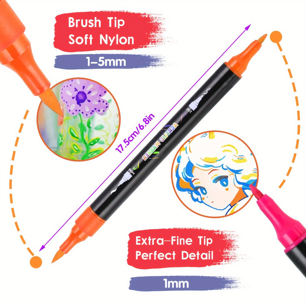 Acrylic Paint Markers Brush & Fine Dual Tip 30 48 60 Colors with the Listed Color, Size or Set Options for Everyday Use — ima