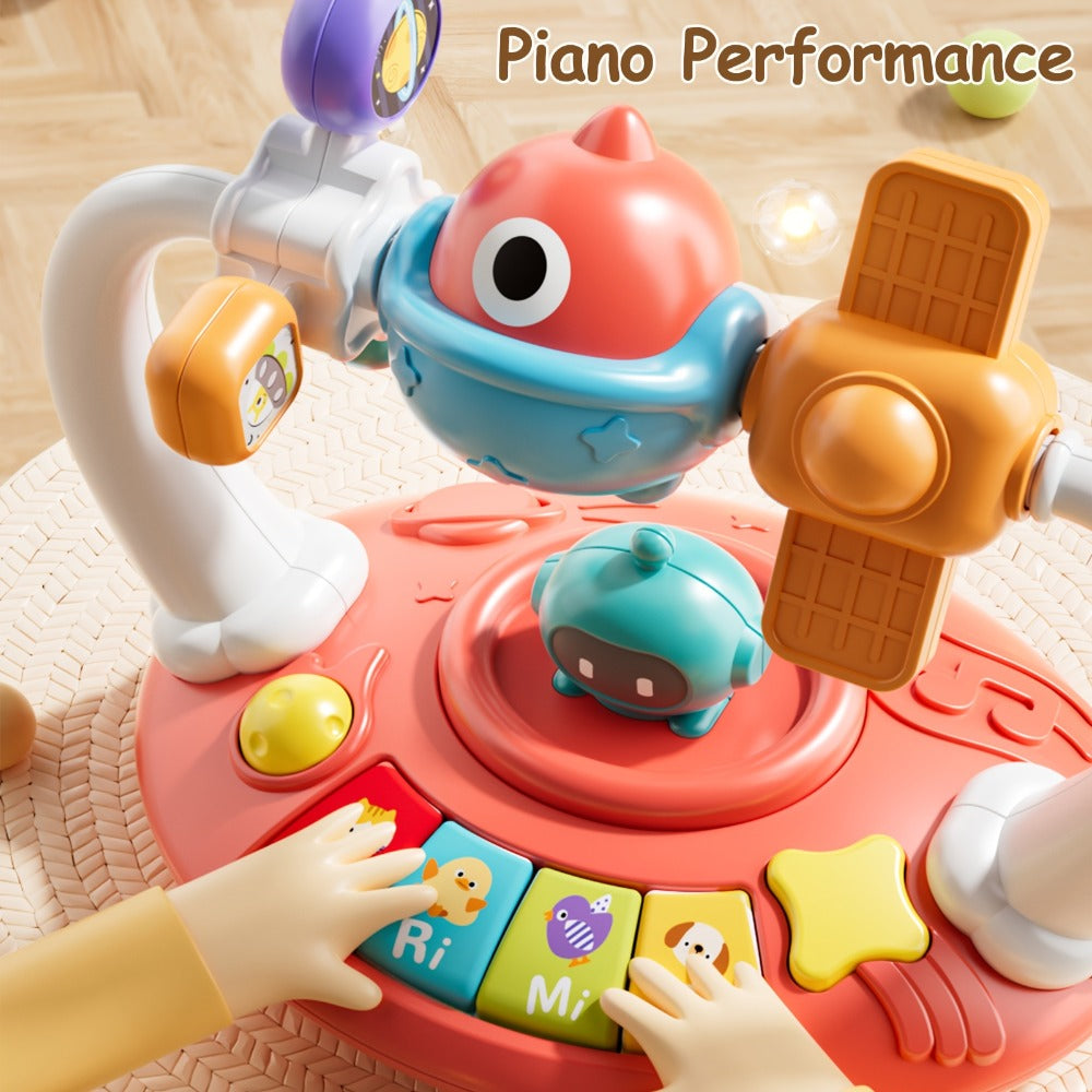 Dinosaur Piano Toy for Kids, Rotatable Smart Music Box with Space Theme, Mini Electronic Musical Instrument for Toddlers — im