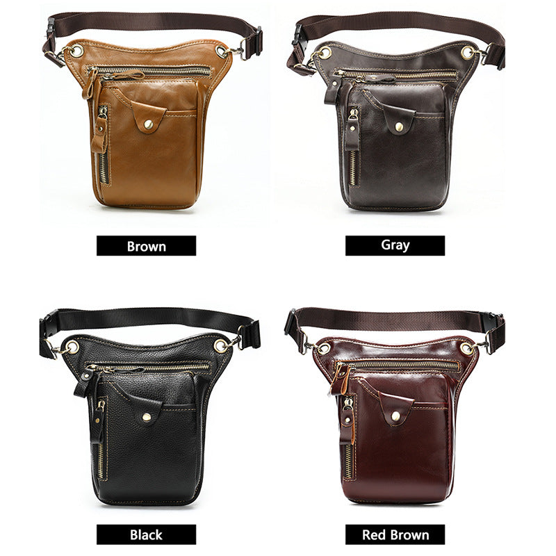 Men's Denim Leather Leg Bag Outdoor Sports