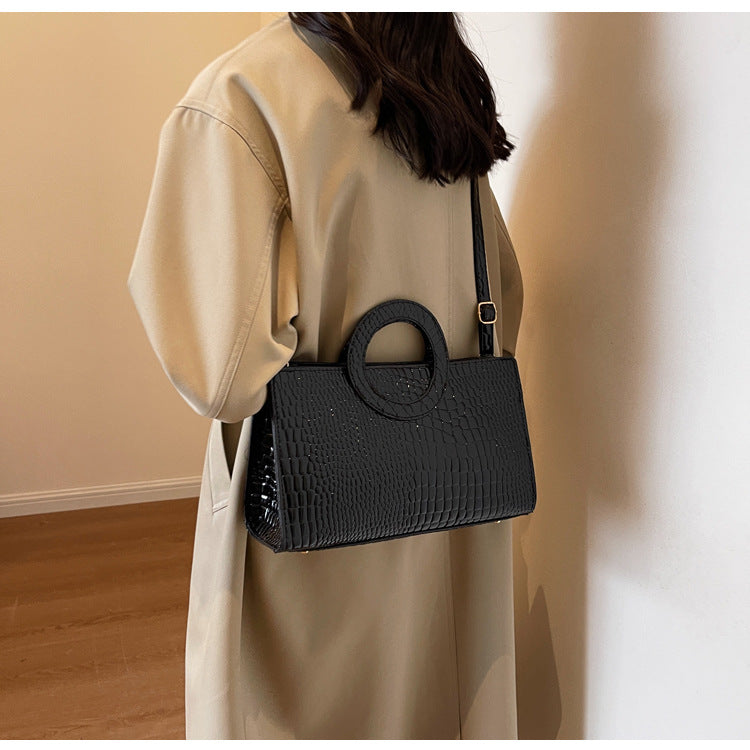 Fall Winter Fashion Retro Handbag Stone Texture Niche Bag Simple Women