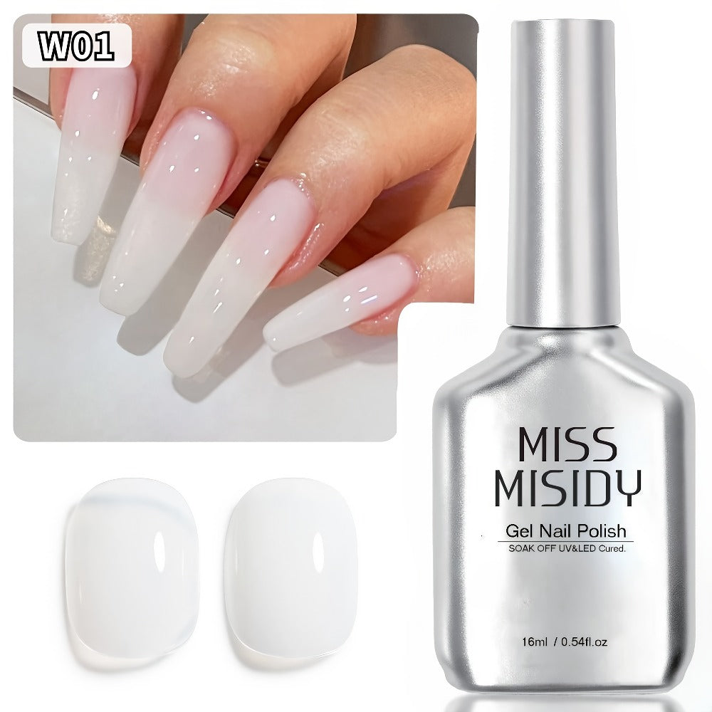 Gel Nail Polish in 15ml Milky White W01 Sheer Jelly for a Glass-Like Finish with UV/LED Cure — image 3