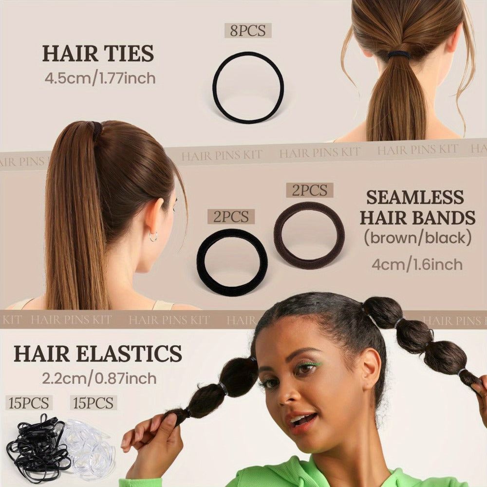 Hair Accessories 163-Piece Styling Set with Hair Ties, Nets, Bobby Pins and Snap Clips in Case — image 6