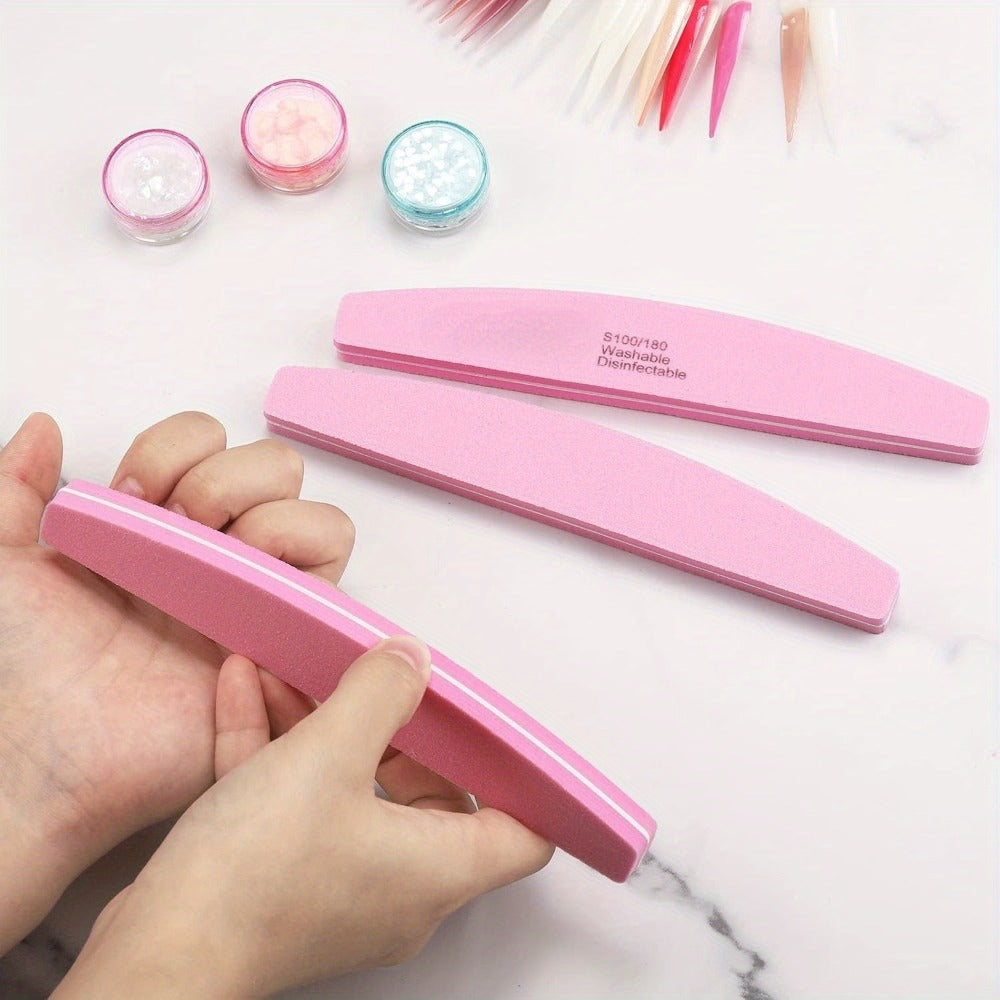 Nail Files and Buffers Professional 100 180 Grit Double-Sided Sanding Boards Reusable Polishing Blocks for Manicure Pedicure 