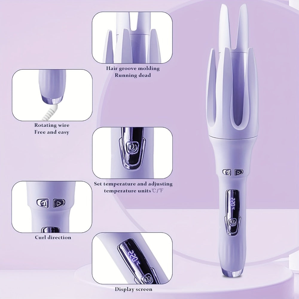 Automatic Hair Curler Rotating Barrel Electric Ceramic Tourmaline Curling Iron One-Button, for Home, Travel and Salon Hair St