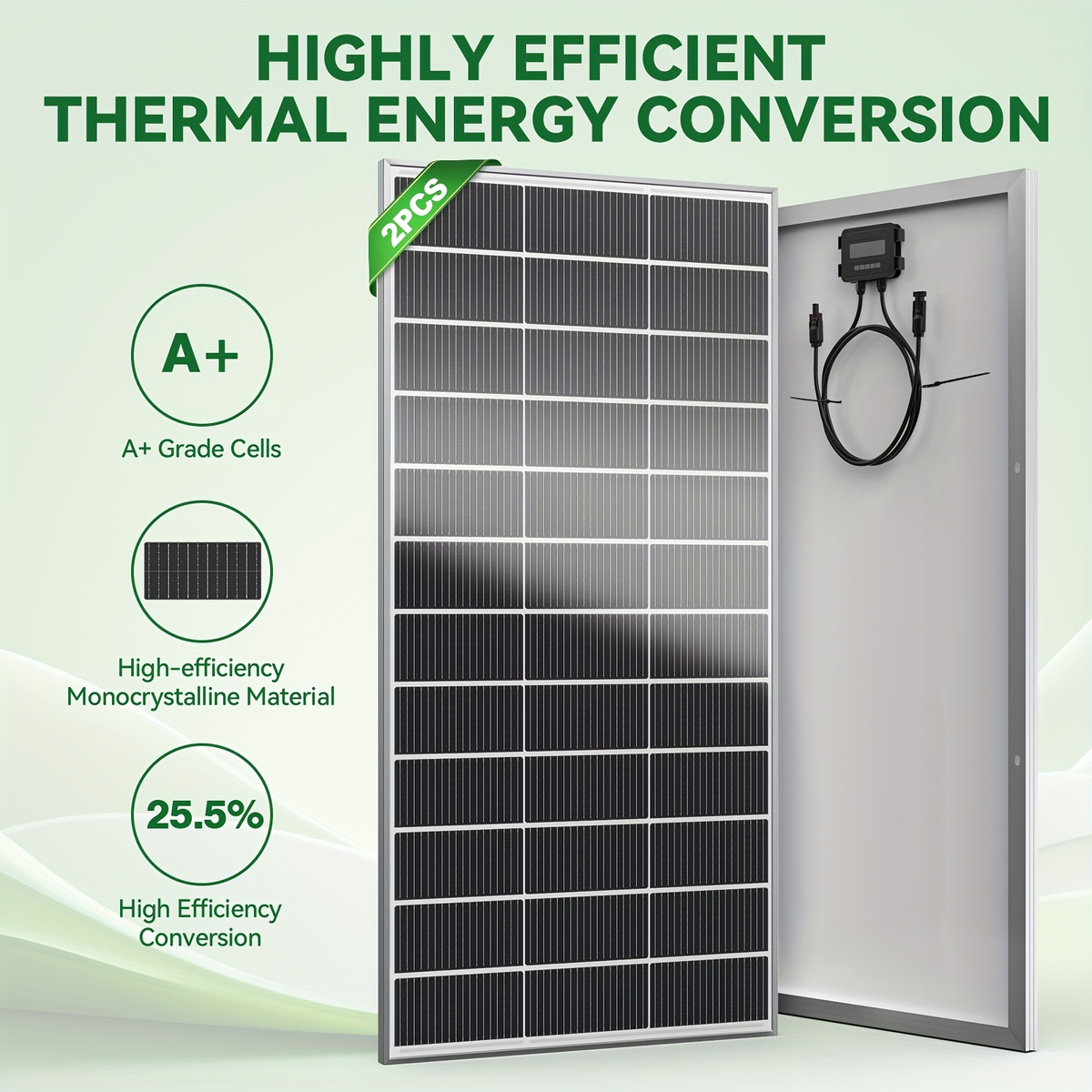 Two-Piece 400W Total Solar Panel Kit with 200W Modules, 148 x 67 cm Frames and PV Cables Pictured — image 11